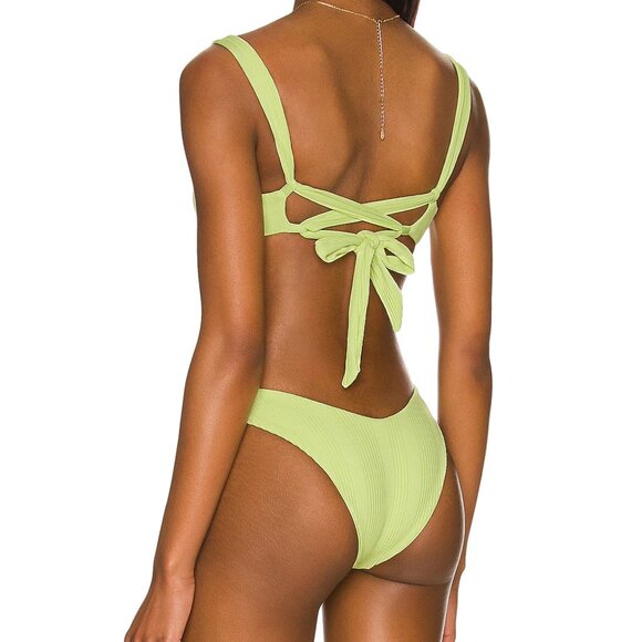 L*SPACE Cabana Bikini Bottom | Size S | NWT | Mojito Green | Bitsy Cut | Ribbed - Picture 2 of 4
